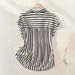 Women's Summer Striped Shirt Short Sleeve Elegant Loose Fitting Versatile Fashionable Top_ecoleips.com