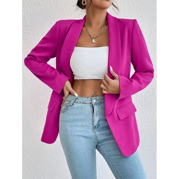 Women's Clothing autumn and winter solid color lapel small suit temperament commuter jacket_ecoleips.com