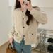 Women's Soft Cozy Short Cardigan Sweater Style Loose Long Sleeve Knitted Top For Autumn Winter_ecoleips.com