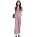 Fashionable Elegan Women's Oufi 2026 Summer New Wesern Syle V-neck Shor Sleeve Top And Wide-leg Pans Two-piece_ecoleips.com
