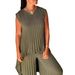 Women's Clothing American Style Round Neck Solid Color Raglan Sleeve Top With Wrinkled Mid Waist Straight Leg Pants Two Piece Set Casual Polyester_ecoleips.com