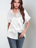 Verve 2025 Satin Short Sleeve Button Down Shirt Casual Loose Top For Women_ecoleips.com