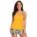 Women’s Clothing New retro print conservative swimsuit women's split boxer shorts two piece tankini swimsuit_ecoleips.com