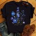 European And American Cross-border Foreign Trade Women's Floral Plant Print Round-neck Short-sleeve T-shirt Top_ecoleips.com