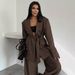 TRAFZA Foreign Trade Wholesale Spring New Arrivals European And American Cross-Border Women's Clothing Belted_ecoleips.com