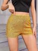 K Fashion Bead Slim Fit Sequin Solid Color Mid Waist Sexy Straight Leg Women's Shorts_ecoleips.com