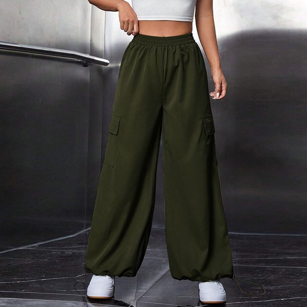 Voya Women's European And American Women's Clothing 2026 Spring-summer New Elastic Waist Loose Casual Wide-leg Sports High-waisted Tapered Pants_ecoleips.com