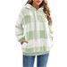 Unisex Plush Fleece Hoodie With Checkered Pattern - Cozy Long Sleeve Pullover With Kangaroo Pocket, Oversized Streetwear Outerwear For Men & Women_ecoleips.com