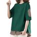 Fake Two-Piece Sweatshirt For Women, Long-Sleeve Summer Loose Middle-Aged Mom Plus-Size Top 6674_ecoleips.com