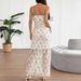 AD198 European And American 2025 Summer New Women's Fashion Sexy Printed Slim-Fit Waist-Cinching Lace Strapless Dress_ecoleips.com