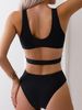 O‑Ring Decor Deep V Multi Cutout Ruched High Cut One‑Piece Swimsuit Women Summer Beach Bathing Suit_ecoleips.com