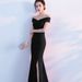 Women's Clothing White Off The Shoulder Mermaid Evening Dress Perfect For Toasting Parties Slits Detail Petite Women's Party Wear_ecoleips.com