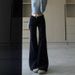 Black Flared Jeans For Women, 2025 Spring/autumn Collection, Low-waisted, Slimming, Stretchy, Non-clingy, Wide-leg_ecoleips.com