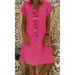 2024 New Popular Eleven Color Eight Size Solid Short Sleeve V-Neck Dress_ecoleips.com