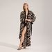 Aria Basics Pearl Chiffon Nightgown For Women, Summer Cover-up, WB Cross-border European And American Lace Long-sleeve Zebra Print_ecoleips.com