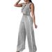 Women's Clothing New Fashion Women's Pocket Sleeveless Nine Point Pants Suit_ecoleips.com