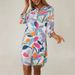Elegant Fashion Print Lapel Single Breasted Cardigan Dress Women Casual Party Office Dress Ladies Elegant Daily Wear Dress_ecoleips.com