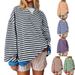 Women's Clothing Autumn And Winter Oversized Casual Thickened Striped Sweatshirt For Women_ecoleips.com