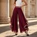 Patchwork Layered Chiffon High-Waisted Casual Wide Leg Pants American Fashion Style For Women_ecoleips.com