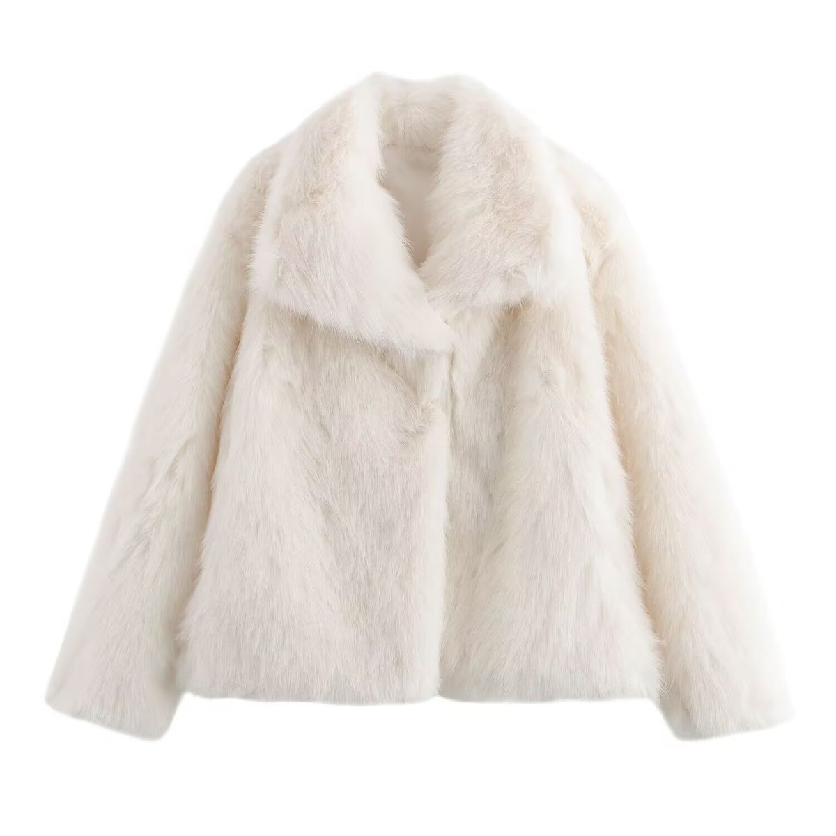 Women’s Faux Fur Plush Coat – European & American Style Winter Jacket, Lapel Design, Multi-Color Options_ecoleips.com