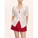Women's Summer Linen Short-sleeve Shirt Top, French Style, High-end, Loose, White, Trendy Blouse_ecoleips.com