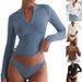 Women's Clothing High End Y2k Slim Fashion Pure Desire Style Half Zip Top T Shirt_ecoleips.com