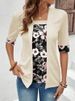 K New Fake Two-piece Five Quarter Sleeve Printed Women's Top T-shirt_ecoleips.com
