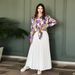Muslim Women's Clothing 2025 Spring New Loose Long Sleeve Printed Shirt Pleated Skirt Set_ecoleips.com