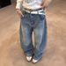 Y2K Retro Wide-Leg Jeans For Women – American Letter Print & Loose Fit (S-4XL, Bluish)_ecoleips.com
