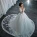 Women's Clothing Bride Round Neck Long Sleeve Wedding Dress Lace Bride Trailing Wedding Dress_ecoleips.com