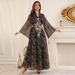 Elegant Embroidered Jalabiya Dress – Modest Muslim Evening Gown With Beaded Details For Banquets & Home Wear_ecoleips.com