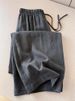 Suitable For All Seasons Minimalist Style Outfits ~ Black Tencel Linen Casual Pants For Women With Elastic Waist And Straight Leg_ecoleips.com