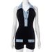 2025s D25RP046 New Korean Style Polo Collar Design Niche Denim Color Block Slimming Summer Women's Dress Shorts_ecoleips.com