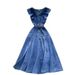 Design Sense V Neck Wood Ear Edge Stitching Single Breasted Waist Slimming Temperament Knee Length Denim Dress_ecoleips.com