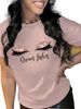 Euroean And American Cross-border Foreign Trade Clothing, Sexy Eyelash Rint Round-neck Short-sleeve Women's T-shirt_ecoleips.com