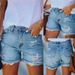 Women's Clothing Denim Shorts Straight Leg Washed Out Jeans Hole Versatile Casual Commute Style Denim Jeans_ecoleips.com