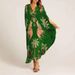 Women's Clothing New Spring V Neck Printed Loose Fashion Dress_ecoleips.com