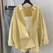 Women's Solid Color Cotton Shirt Korean Style Loose Casual Long Sleeved Top Versatile Spring Autumn Jacket_ecoleips.com