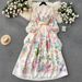 Women's Clothing Court Style Dress Sweet Lace V-neck Breasted Slim-fit Long Dress_ecoleips.com