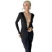 Women's Clothing Long Sleeved Sexy Deep V Neck Pleated Slim Dress Two Way High Waist Long Skirt_ecoleips.com