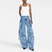 Aria Basics European American Women's Clothing On : Smoky Gray Patchwork Multi-pocket Cargo With A Street-style Washed And_ecoleips.com