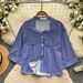 Women's Korean-Style Oversized Blouse Striped Short-Sleeve Breathable Comfortable Summer Casual Wear Top_ecoleips.com