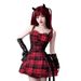European American Dark Gothic Subculture Lace Spicy Girl Sweet And Cool Y2K Plaid Lolita Dress Stage Performance Outfit_ecoleips.com