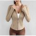 Women's Long Sleeved Slim Fit Sports Jacket Stand Up Collar Zip Up Running Cycling Yoga Fitness Top Sun Protection Clothing_ecoleips.com