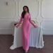 Elegant Long-Sleeve Knit Dress – Low Round Neck Bodycon Dress, Cotton-Polyester Blend, Fall Staple For Date Nights & Office (Rose Pink, Coffee Brown)_ecoleips.com