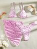 "Sexy 3-Piece Bikini Set For Women - Adjustable Triangle Top & High-Waisted Bottoms, European Beach Vacation Swimwear"_ecoleips.com