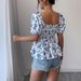 Women's Floral Print Shirt - Puff Sleeve Square Neck Casual Top (Breathable Cotton, Spring Summer Fashion, Versatile Blouse For Women)_ecoleips.com