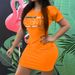 Women's Clothing Women's Slim Fit Round Neck Short Dress Casual Everyday Clothing With Pocket Print Simple Style_ecoleips.com