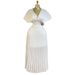 Women's Clothing Spring New Style Elegant Pleated V Neck Bat Sleeve High Waist A Line Dress Long Skirt_ecoleips.com