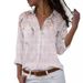 Women's Clothing Women's Elegant Printed Long Sleeve Shirt Loose Collar Single Breasted Top Style Ladylike Design_ecoleips.com